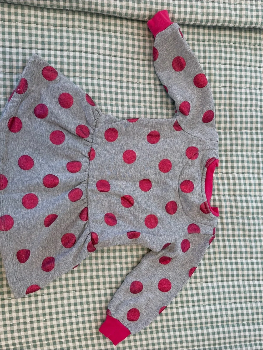 Mini Boden Sweatshirt Dress with Pink Polka Dots